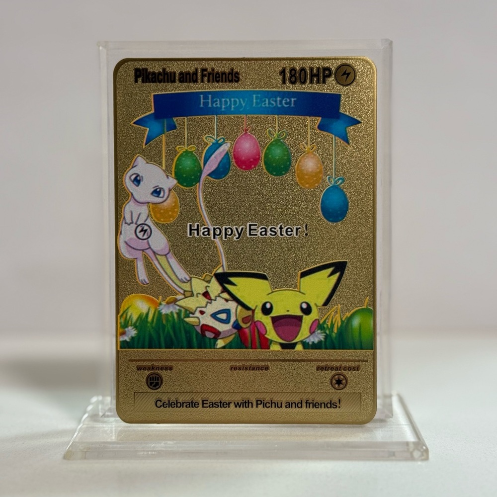 Pokemon Happy Easter Pikachu Metal Gold Card, Fan Art